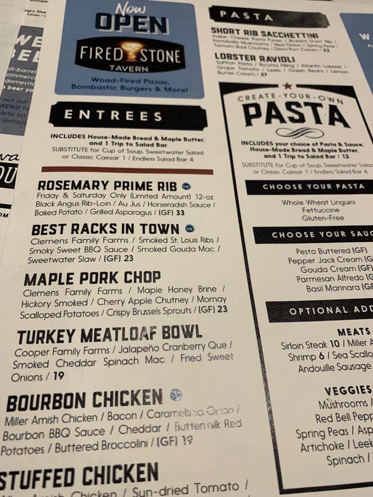 Menu at Sweetwater Chophouse steakhouse, Defiance