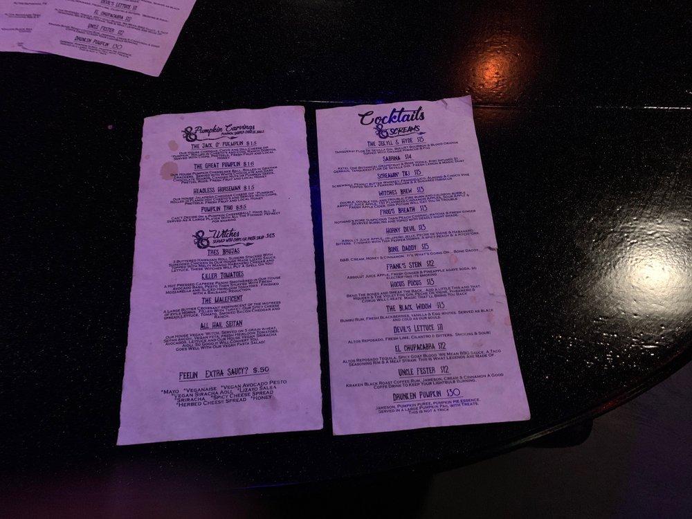 Menu at Cocktails & Screams pub & bar, Orlando