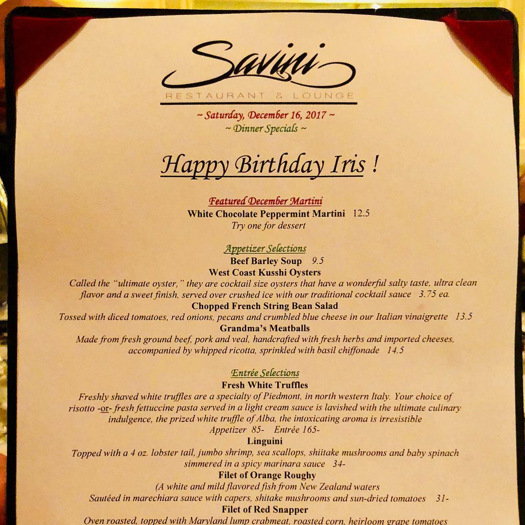 Menu at Savini Restaurant, Allendale