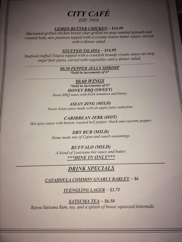 Menu at City Cafe, Baton Rouge, 4710 O'Neal Ln 113