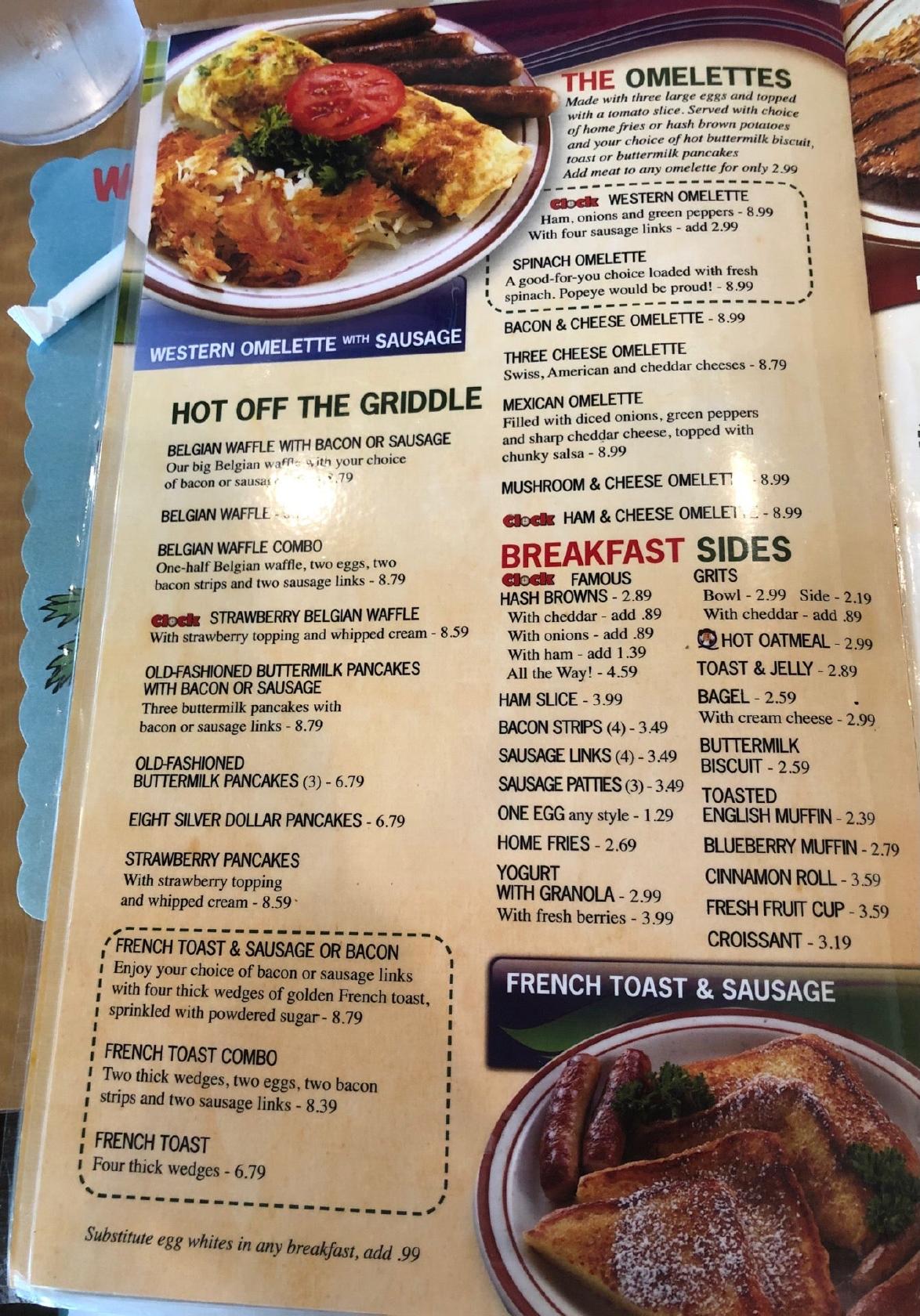 Menu at Clock Restaurant, Gainesville