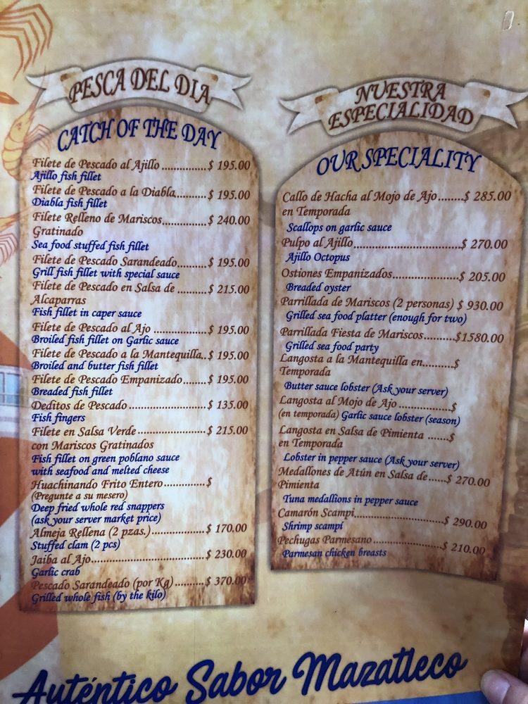 Carta del restaurante Mariscos Las Tres Islas, Cabo San Lucas, Revolución  del 1910 23469