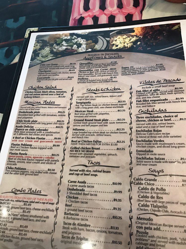Menu at Delicias Cafe, El Paso, 865 Resler Dr J