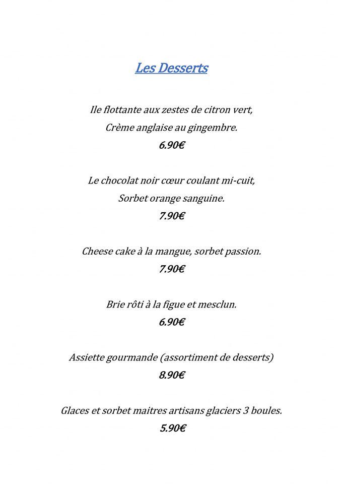 Menu at Les Filets Bleus restaurant, Trédrez-Locquémeau