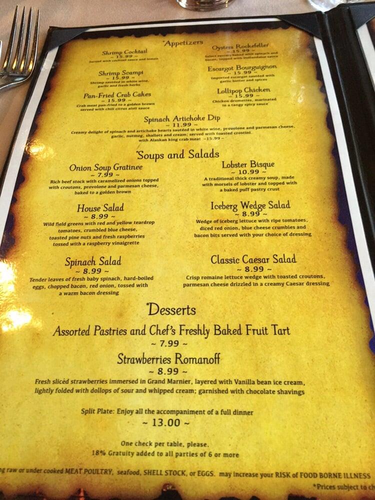 Menu at Top Of Binion's Steakhouse, Las Vegas