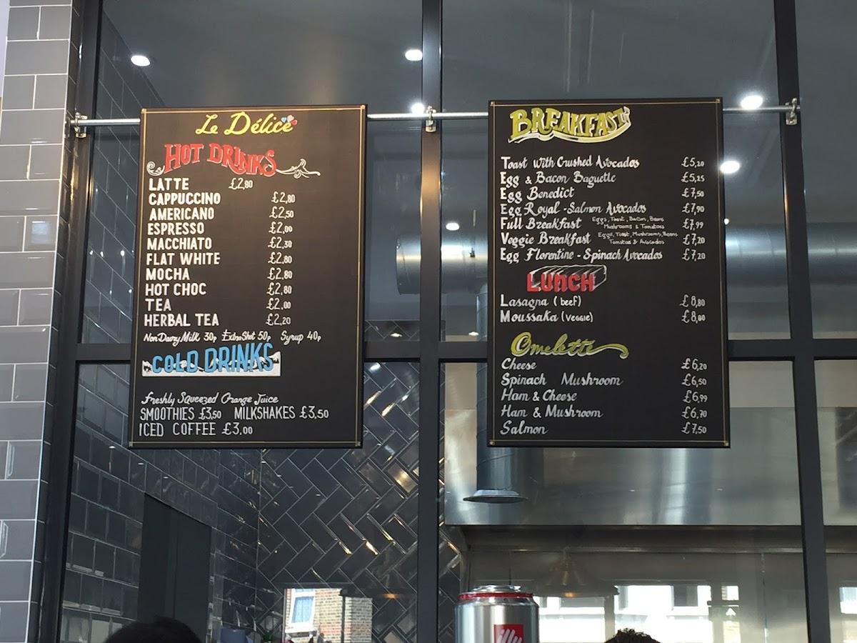 Menu at Le Délice cafe, London, 232 Hither Green Ln