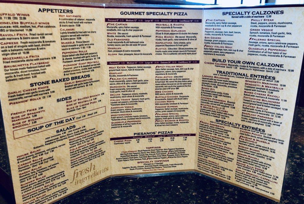 Piesanos menu deals