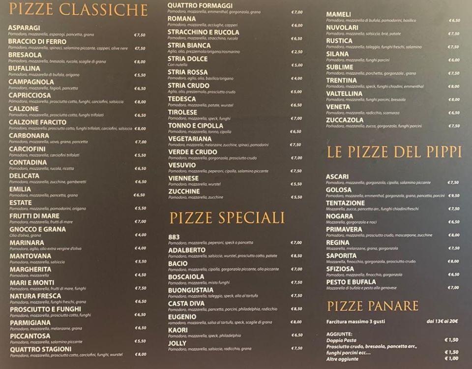 Menu at Pizzeria Mister Pippi, Castel D'ario