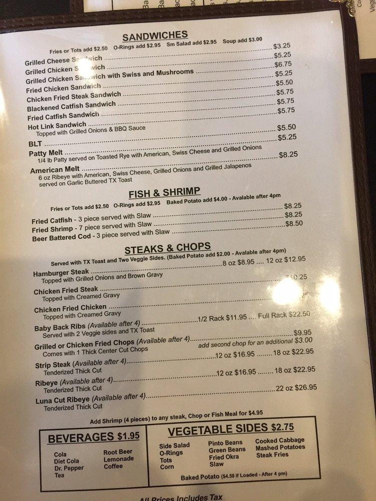 Menu at Darren's American Grill restaurant, Garland