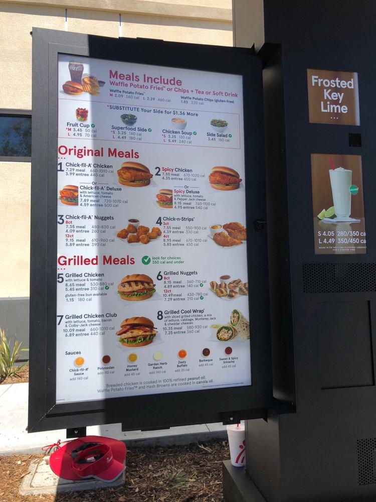 Menu at Chick-fil-A fast food, Simi Valley