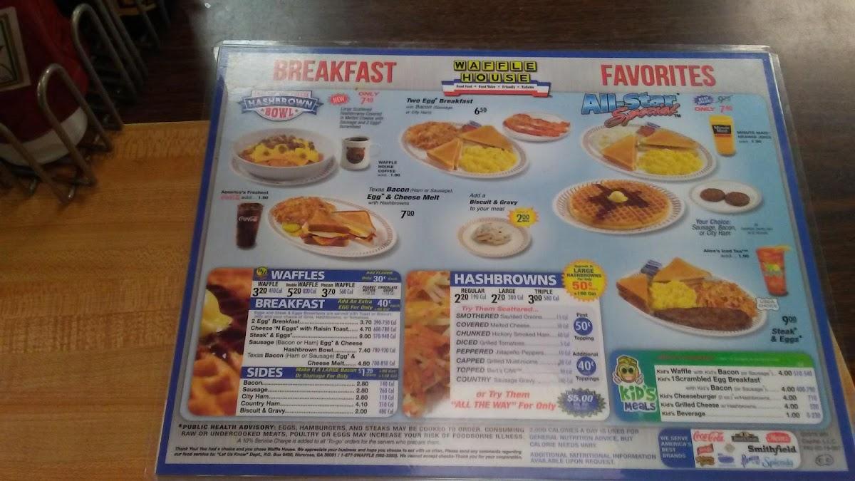 Menu at Waffle House restaurant, Moultrie, 1st Ave SE