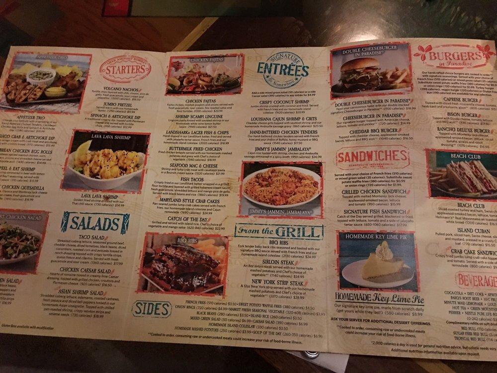 Menu at Margaritaville - Las Vegas pub & bar, Las Vegas, S Las Vegas Blvd