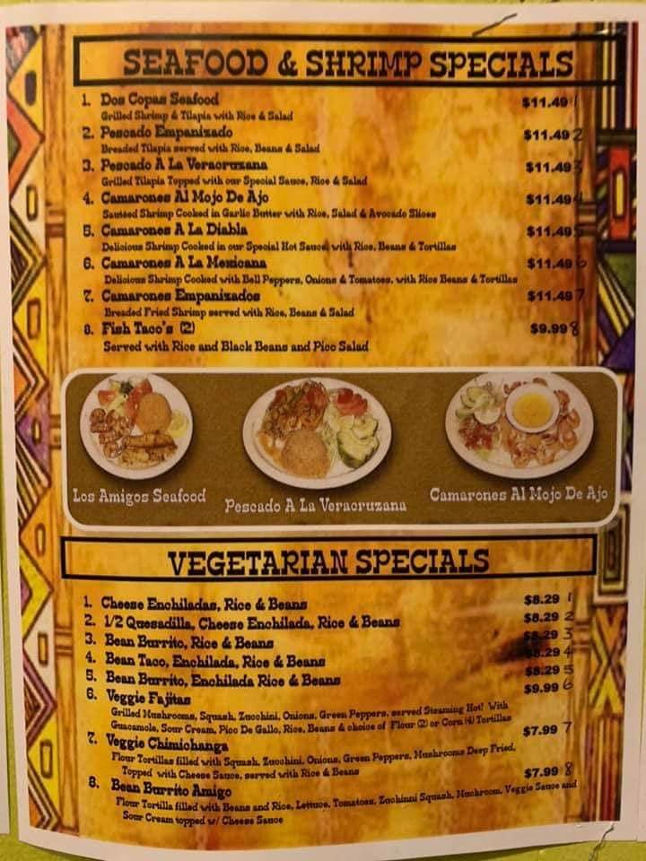 Menu at Dos Copas Mexican Grill restaurant, Madisonville