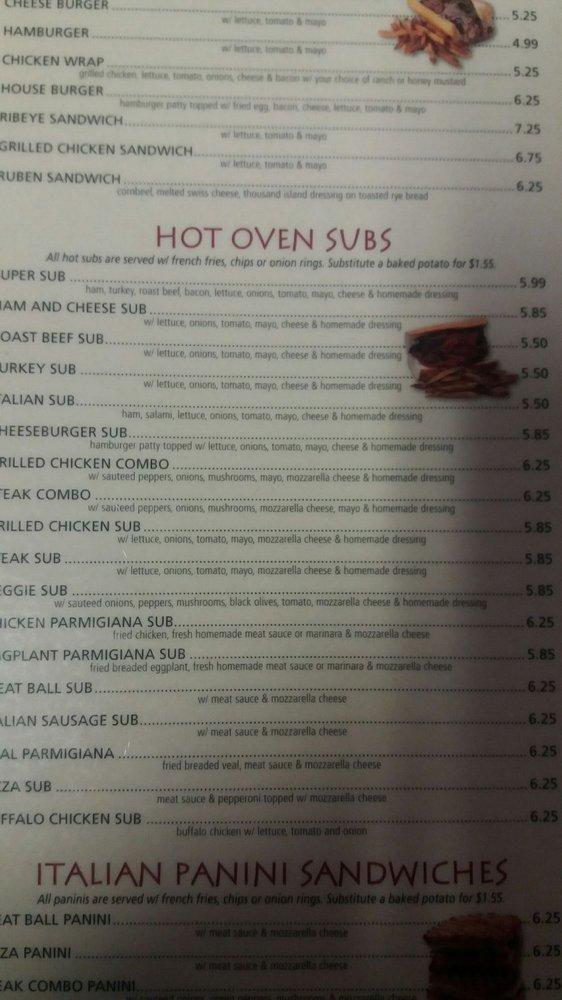 Menu at Inman House of Pizza restaurant, Inman