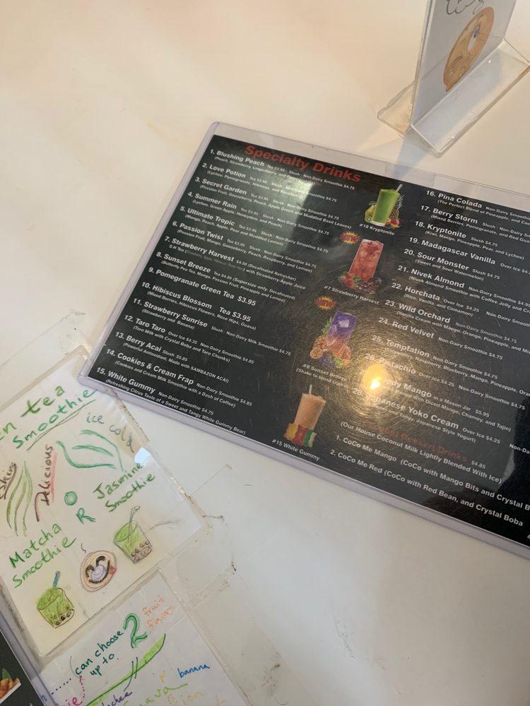 Menu at Boba My Tea cafe, Los Angeles, Nordhoff St
