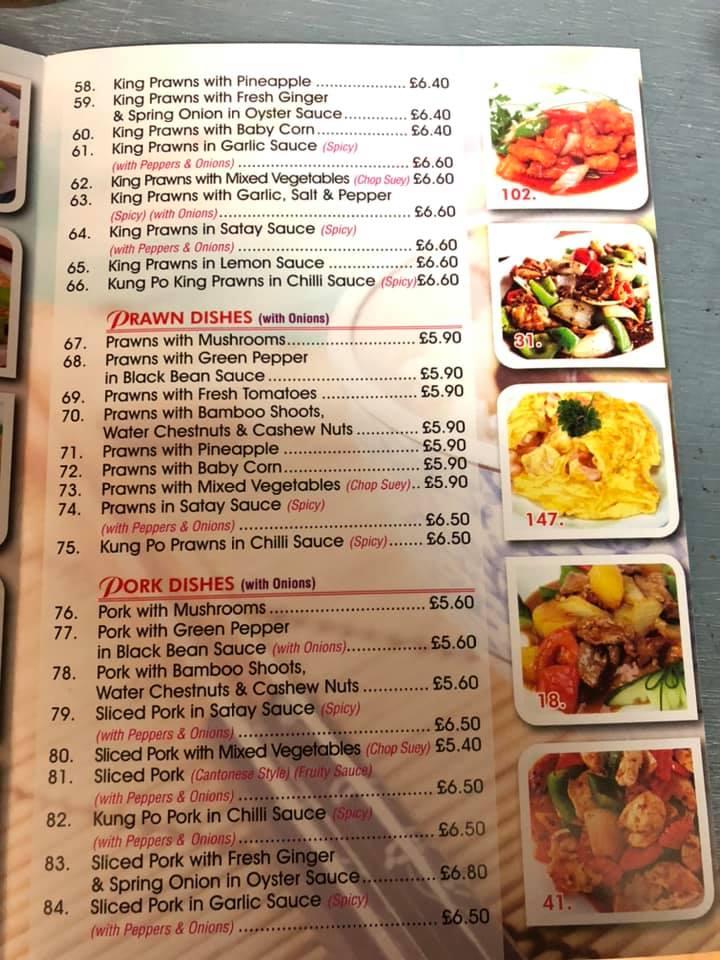 Menu at Jambo Chinese Restaurant, Holyhead