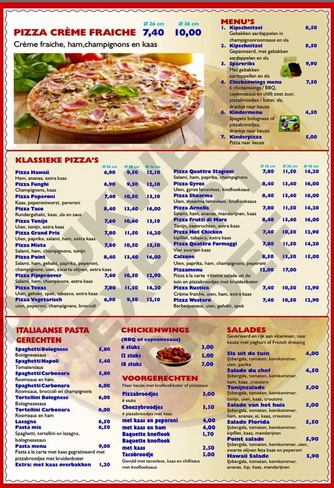 Pizza deals point menu