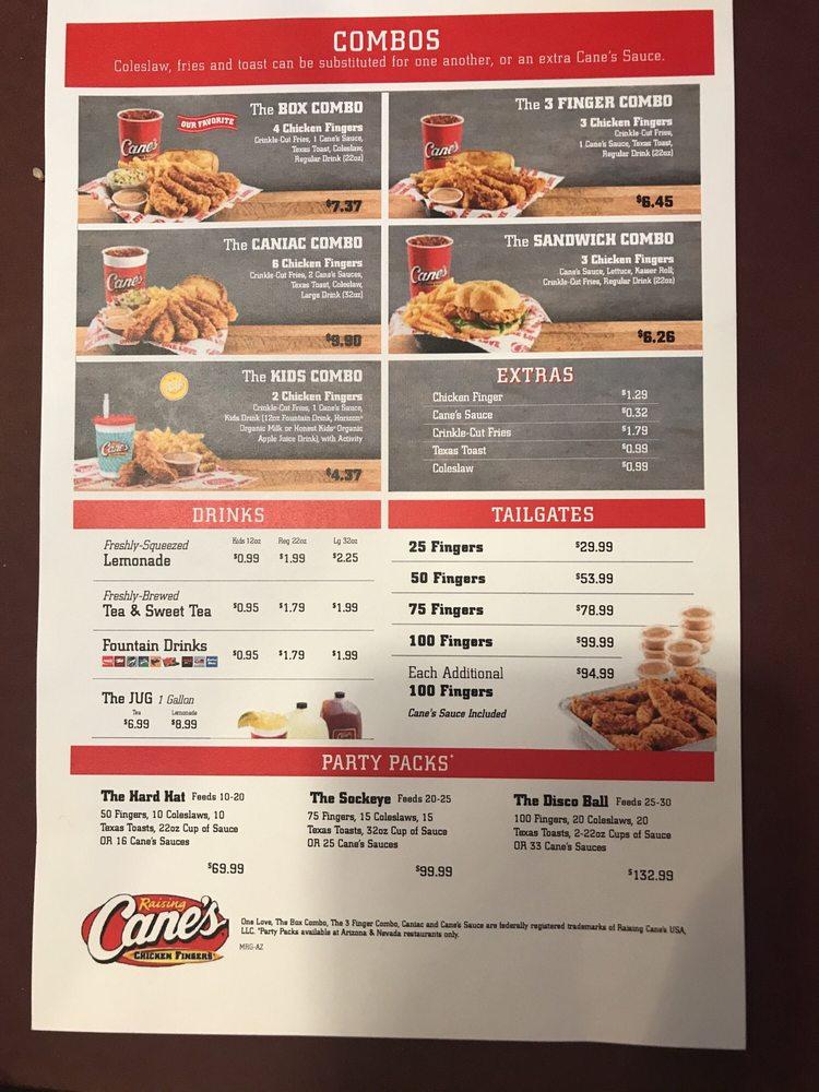 RAISING CANE'S CHICKEN FINGERS, Clemson - Menu, Prices