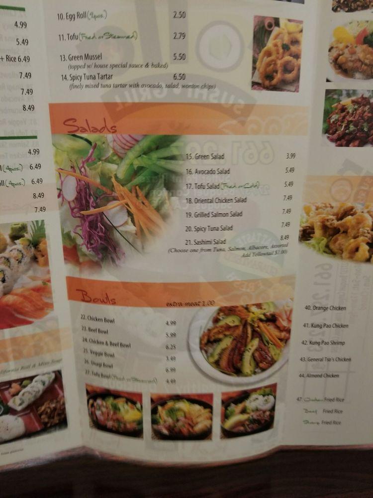Menu at Rolla Sushi restaurant, Santa Clarita