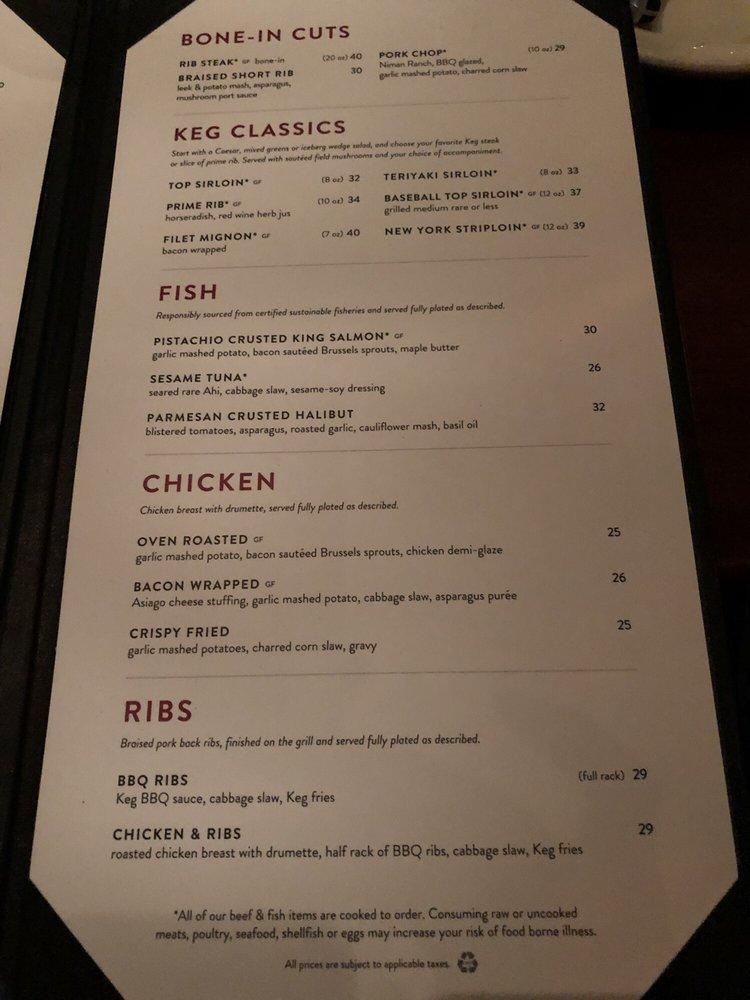 Menu At The Keg Steakhouse Bar Colorado Mills Lakewood W Colfax Dr