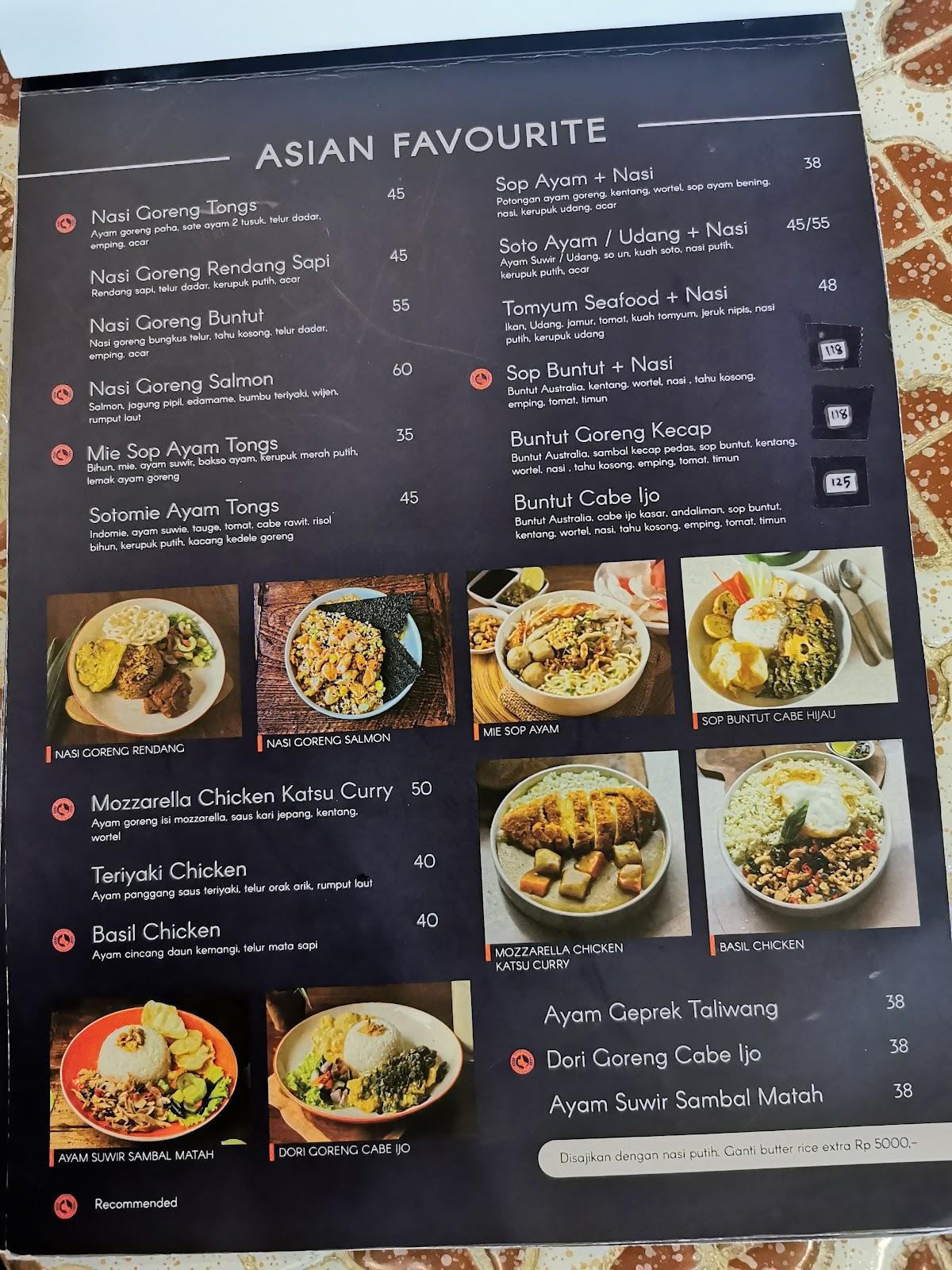 Menu at Tong's Cafe, Medan