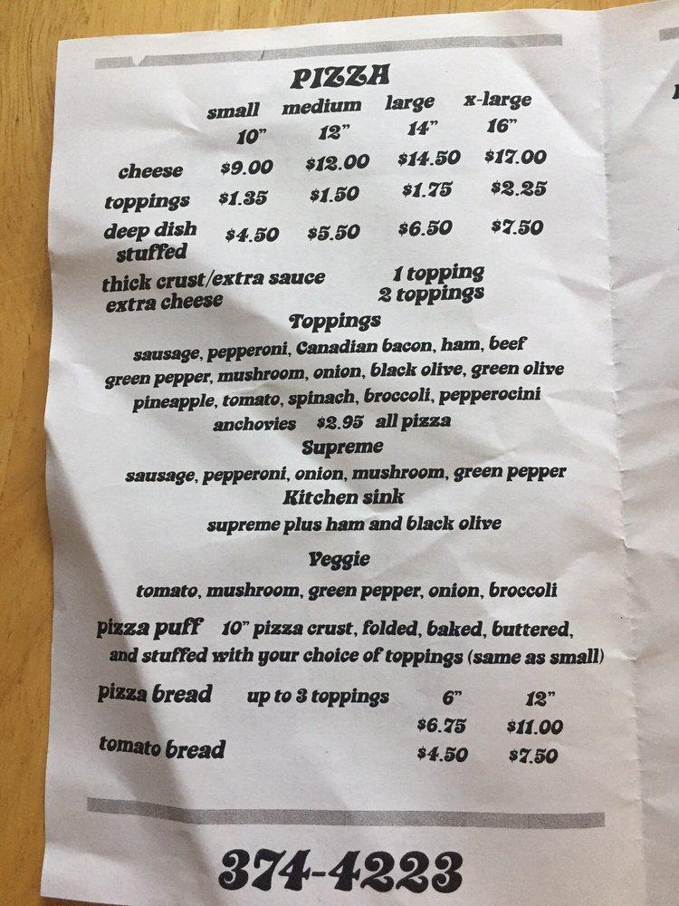 Menu at Pizza Palace pizzeria, Cedar Lake