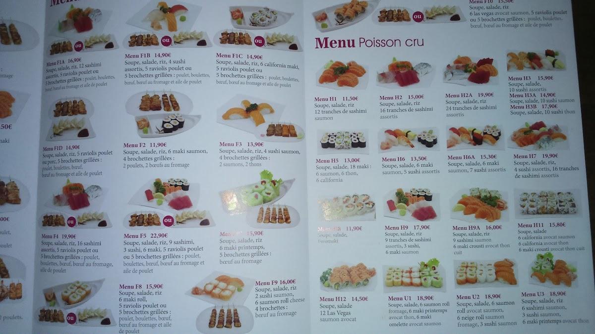 Menu at Nakashima restaurant, Coignières