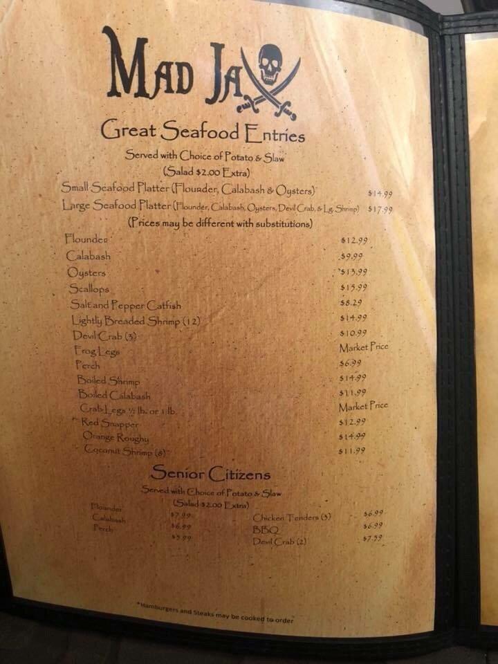 Menu at Mad Jax steakhouse, Millers Creek, NC16