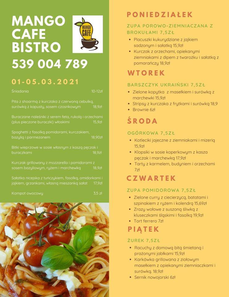 Menu at Mango Cafe, Gdynia