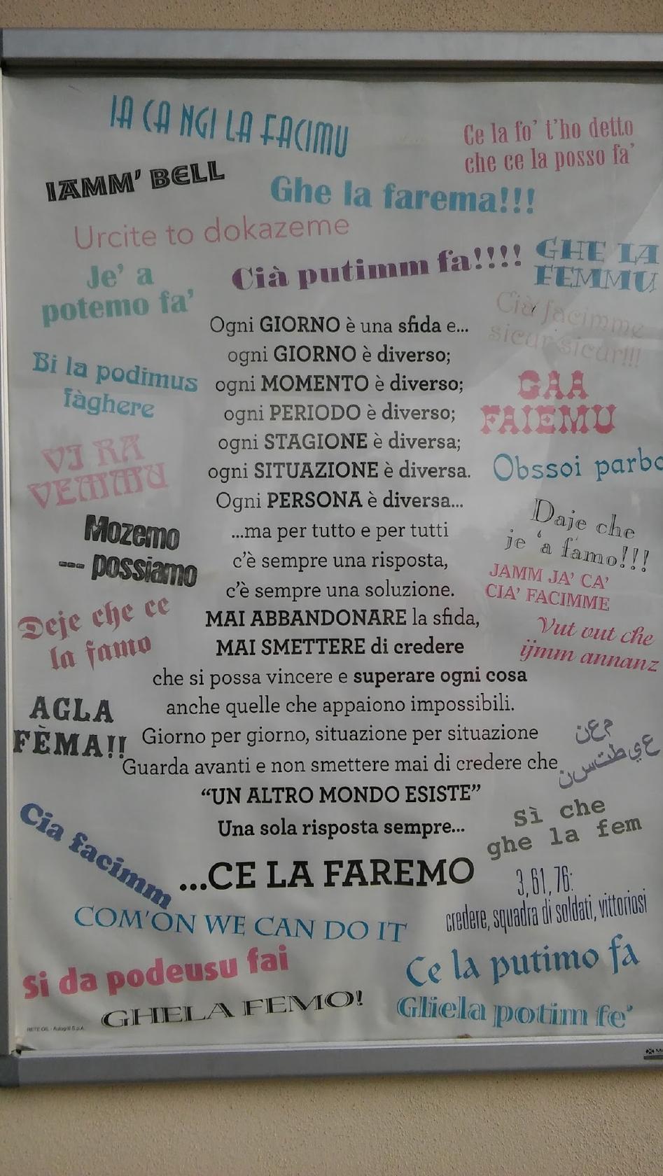 Menu at Autogrill restaurant, Savona