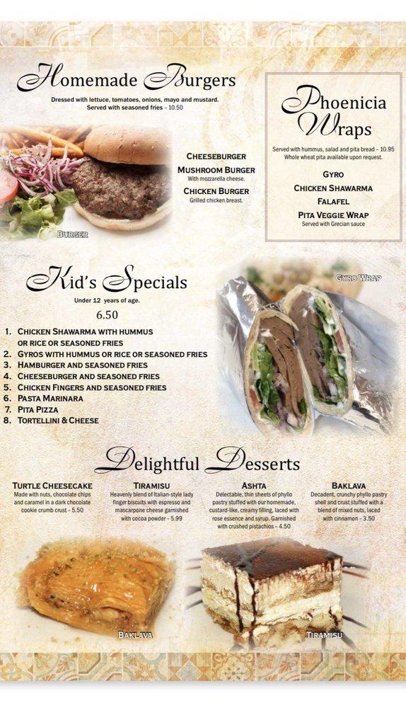 Menu at Cafe Phoenicia, Denham Springs, 240 Range 12 Blvd Ste 111