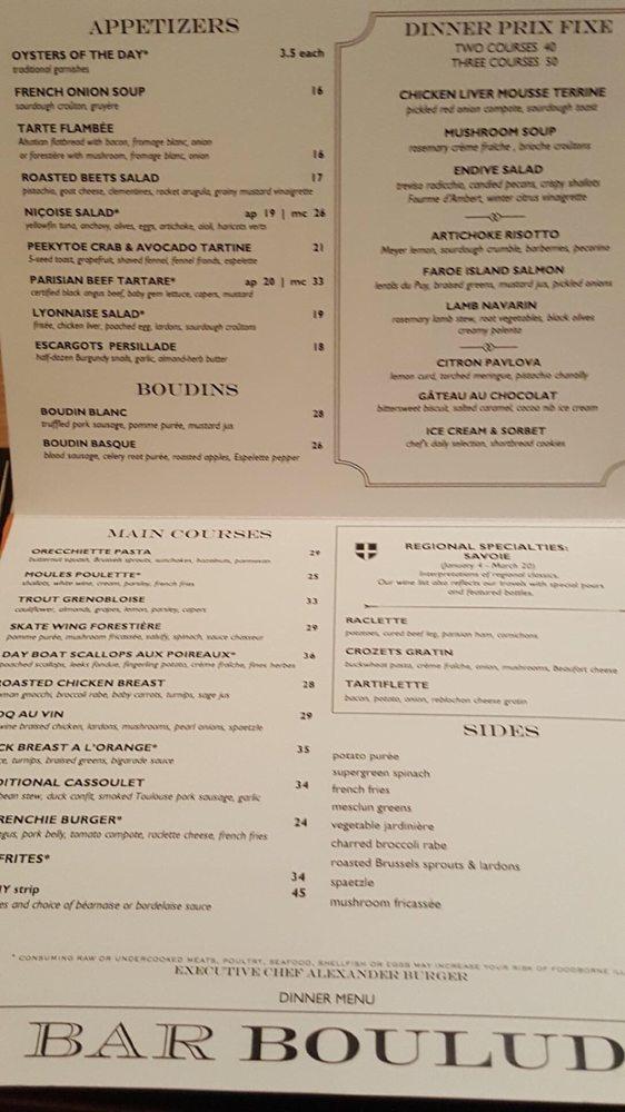 Menu At Bar Boulud West New York