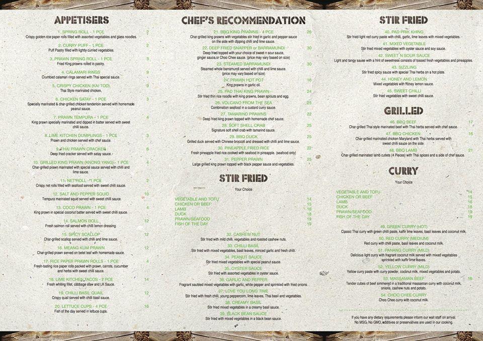 Menu at Lime Kitchen Granville restaurant, Granville