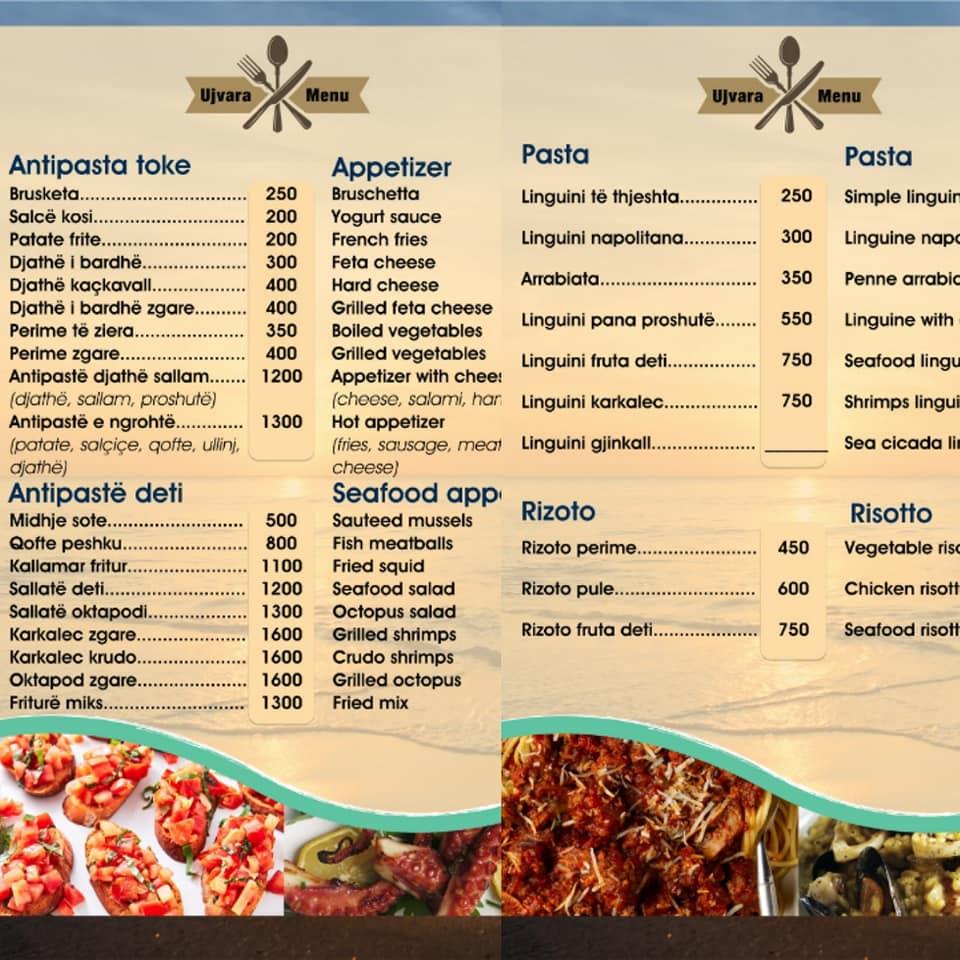 Menu at Ujvara Restaurant, Borsh