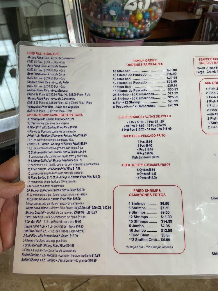Menu at Lawndale Fish Market restaurant, Houston