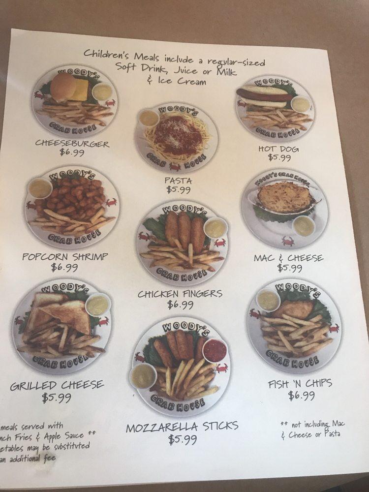 Menu at Woody's Crab House restaurant, North East