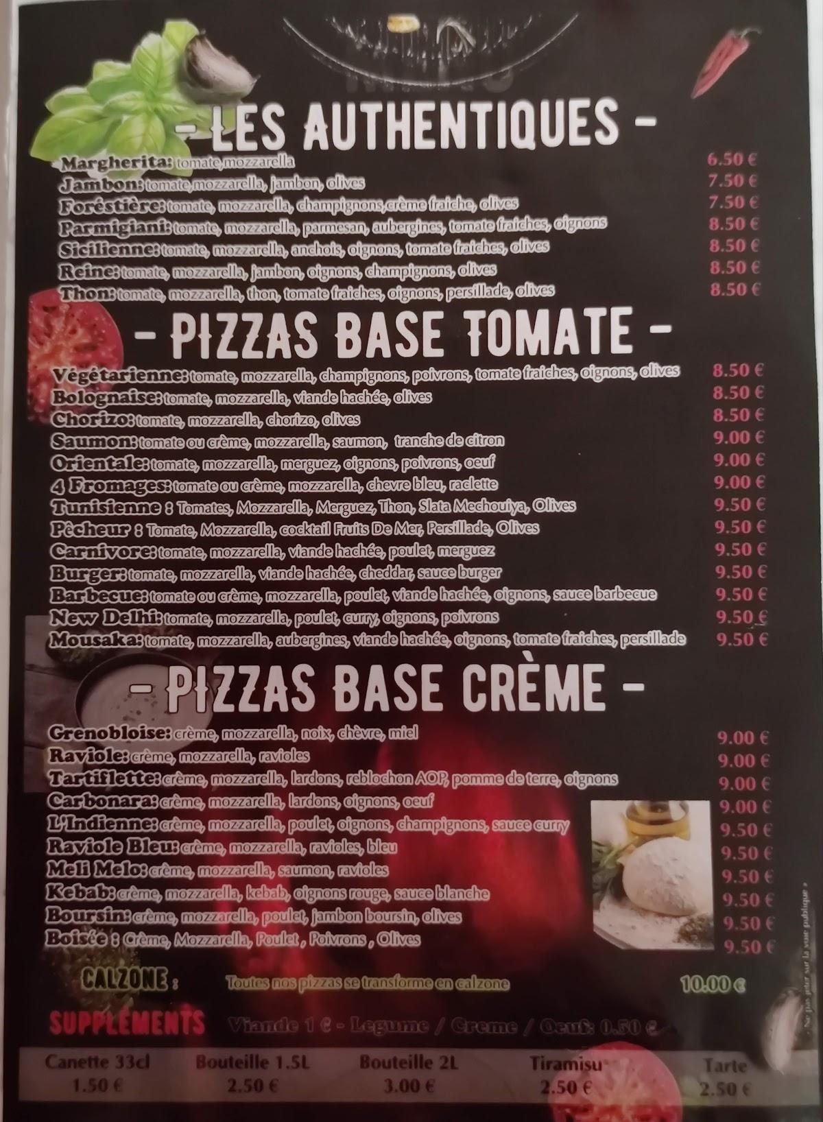 Menu at Anatolia Pizza restaurant, SaintMartind'Hères