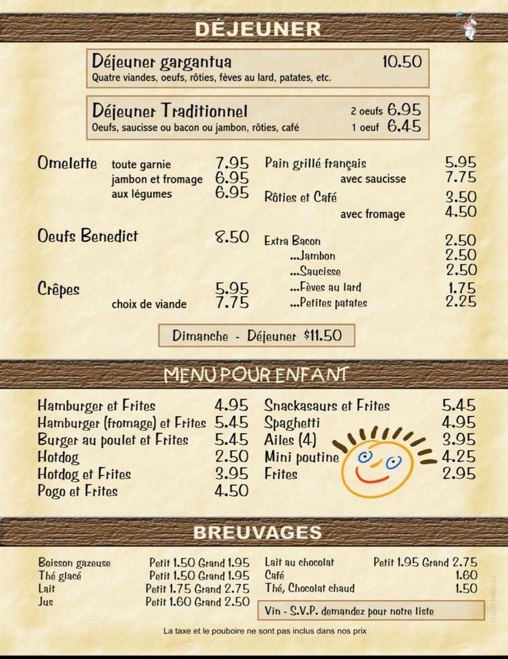 Menu at La Source Restaurant, Charlo