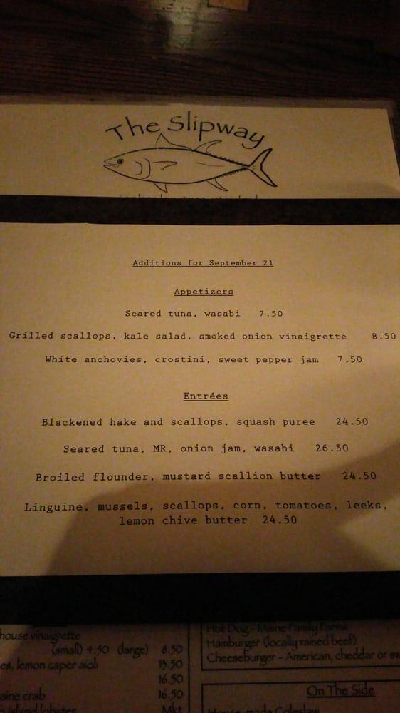 Menu at The Slipway Restaurant, Thomaston, 24 Public Landing