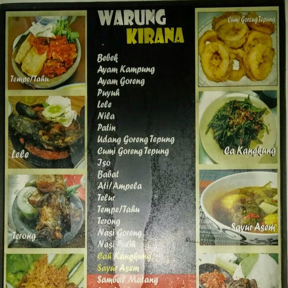 Menu at Warung Kirana restaurant, Banguntapan