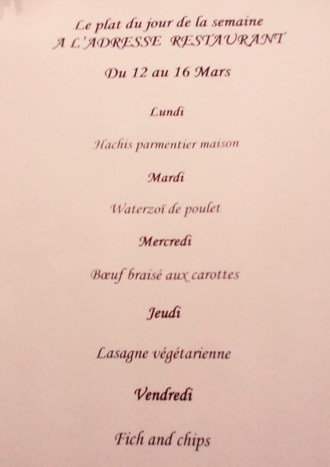 Menu At Restaurant L'adresse, Luxembourg City