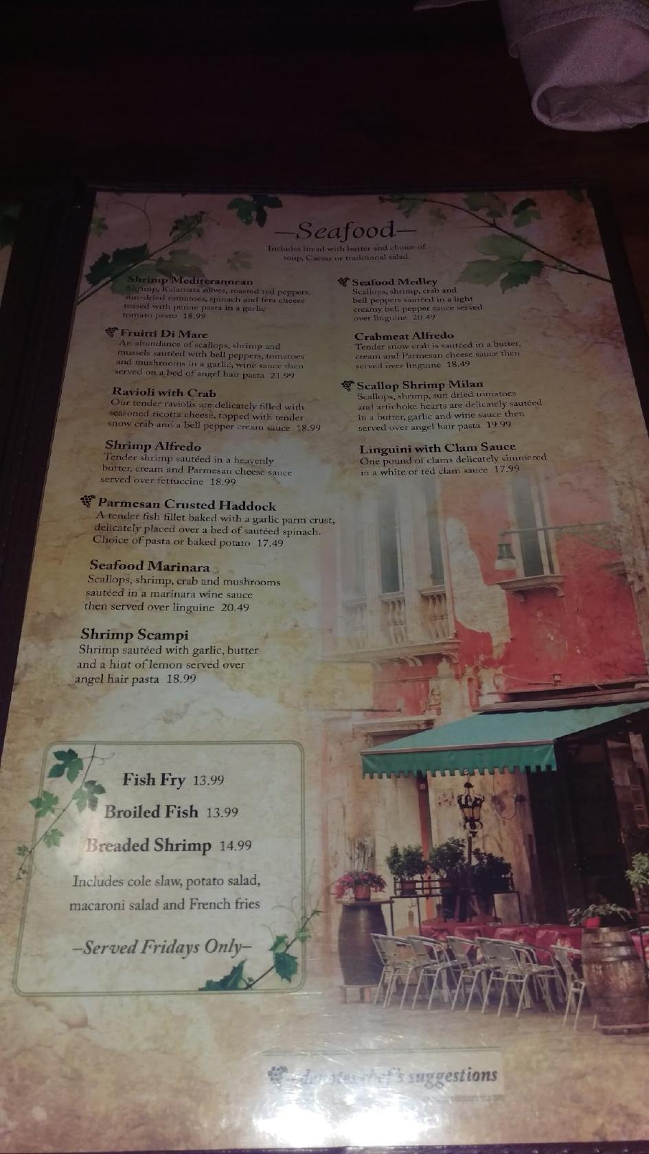 Menu at Pasquale's Italian Restaurant, East Aurora