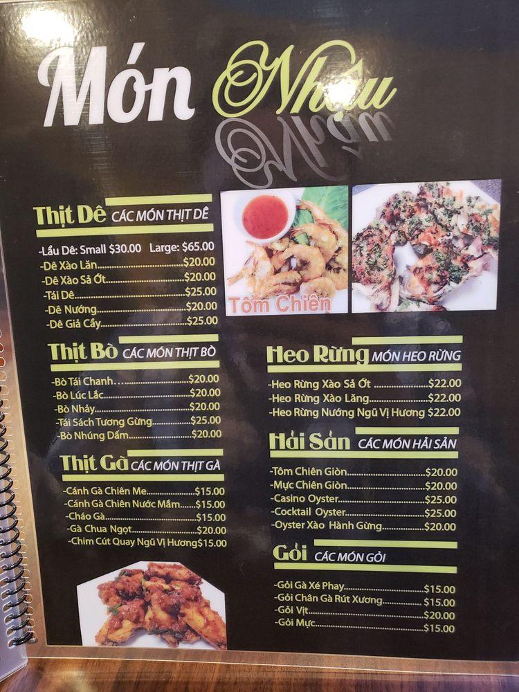 Menu at Pho Hanoi restaurant, Seattle