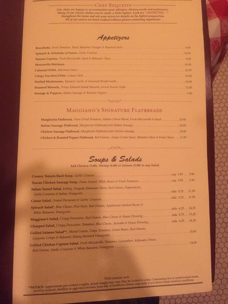 Menu at Maggiano's Little Italy pub & bar, Jacksonville