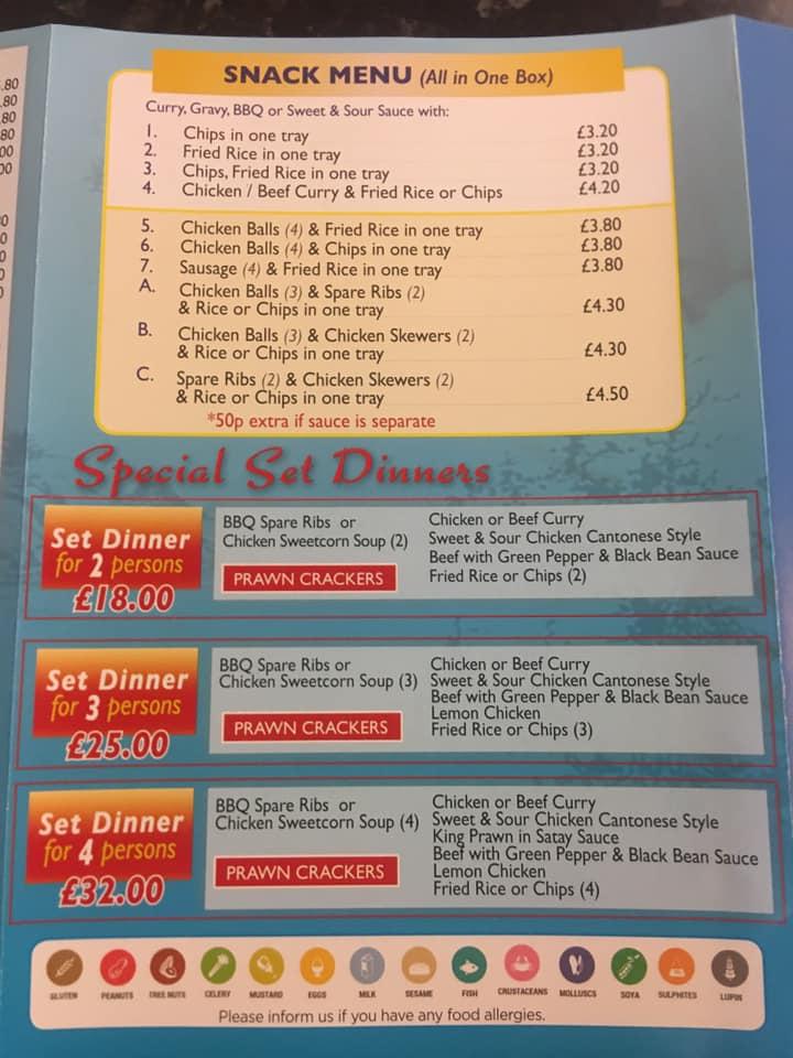 Menu at Moon Garden restaurant, Larkhall