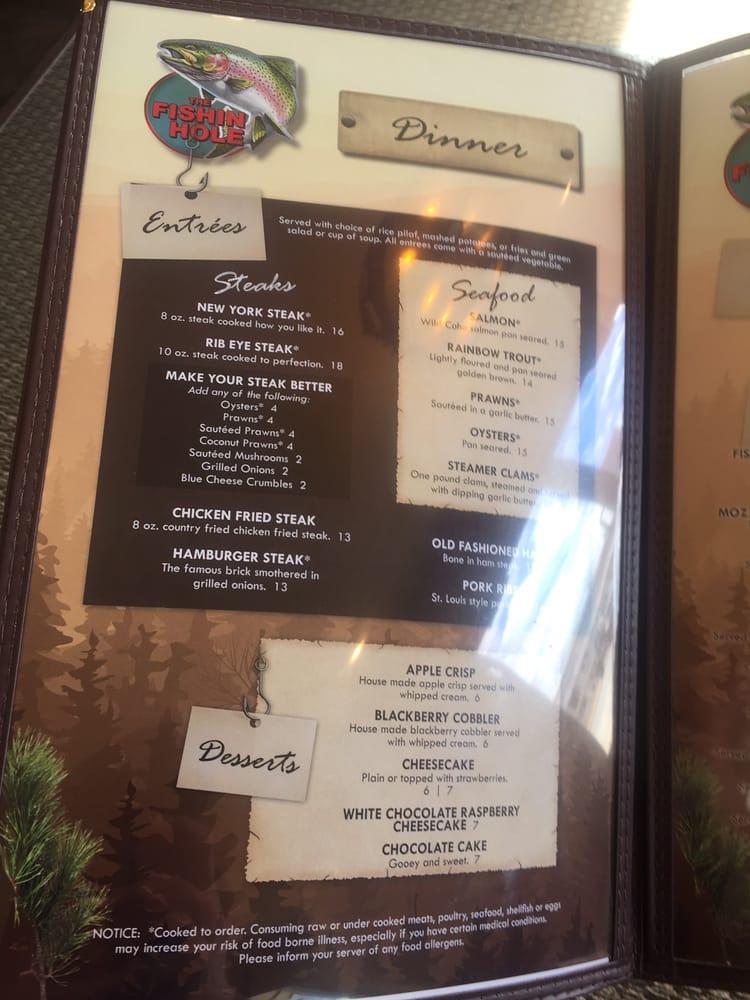 Menu at Fishin Hole Restaurant, Montesano