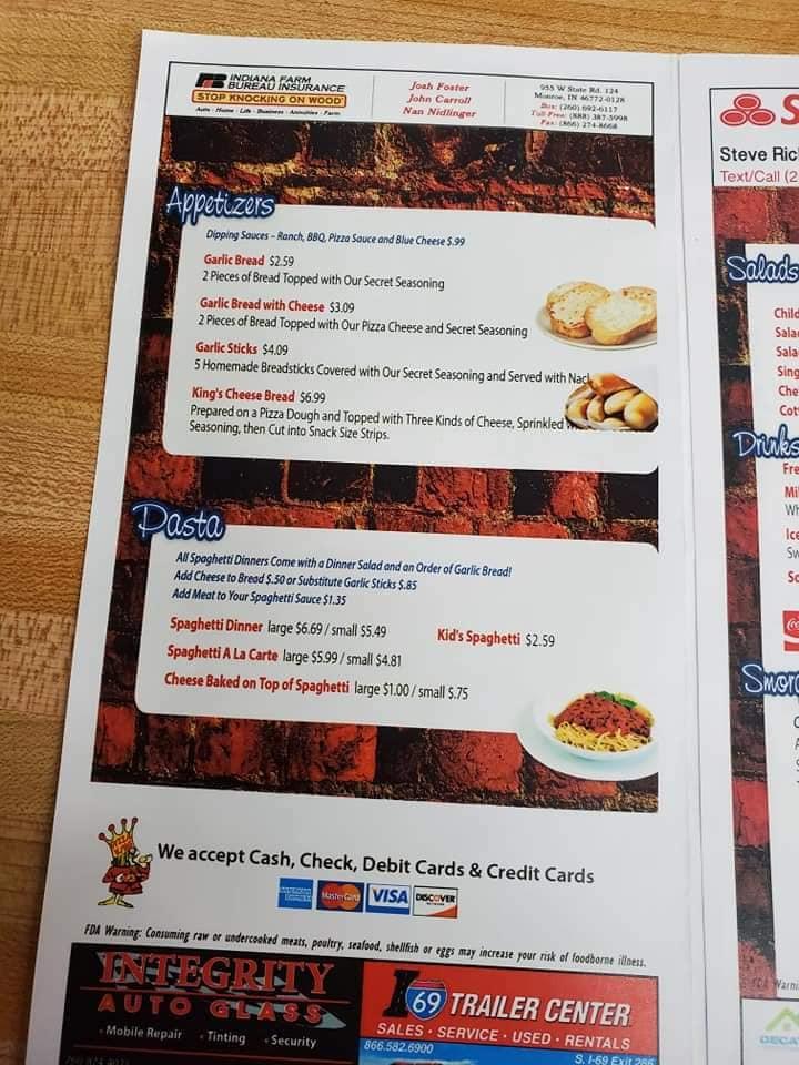 Menu at Pizza King of Decatur pizzeria, Decatur