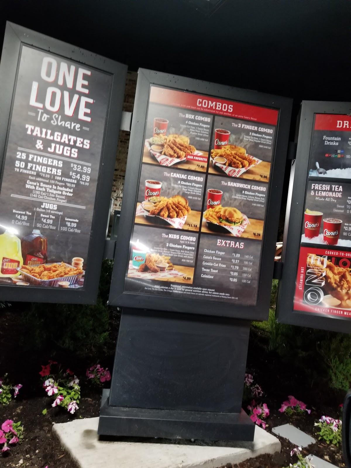 Menu at Raising Cane's Chicken Fingers fast food, Glen Ellyn