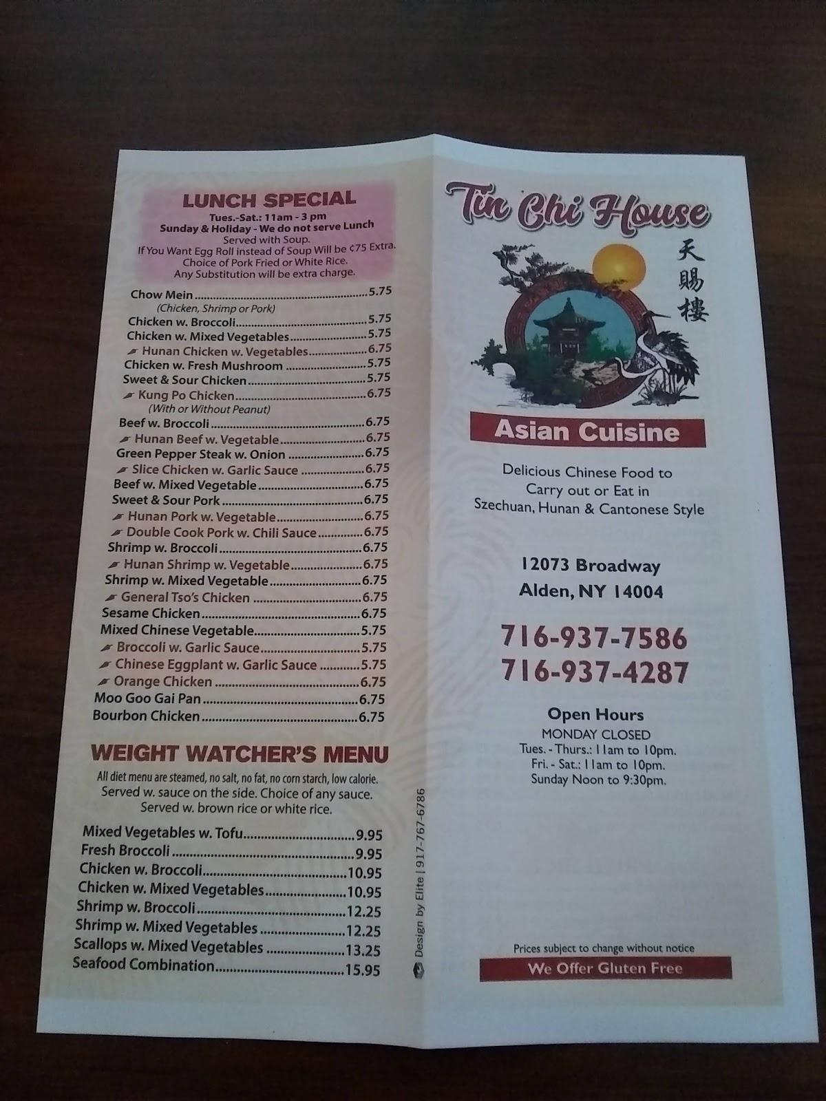 Menu at TINCHI HOUSE INC restaurant, Alden