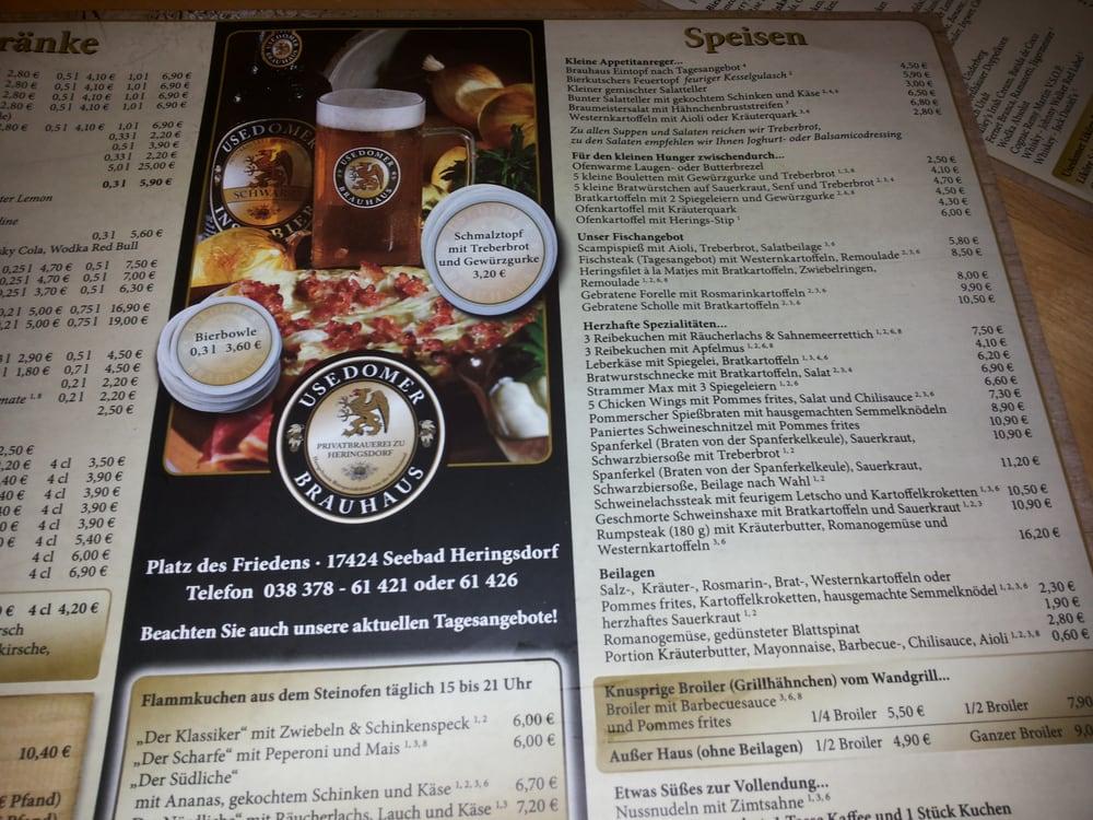 Speisekarte von Usedomer Brauhaus pub & Bar, Heringsdorf